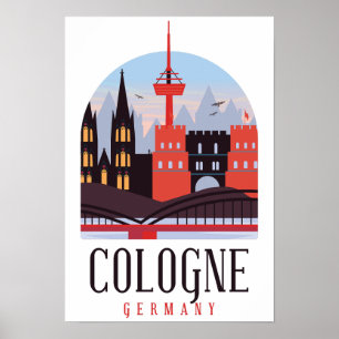 Köln Deutschland Vintag Stadtbild Poster