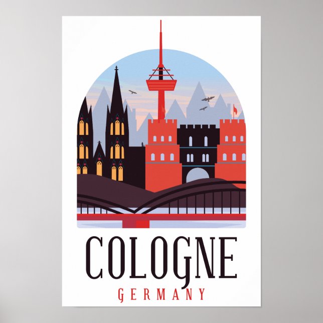 Köln Deutschland Vintag Stadtbild Poster (Vorne)