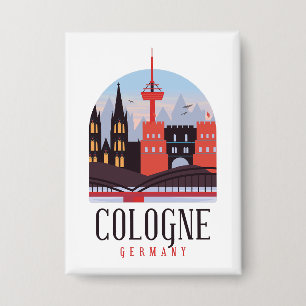 Köln Deutschland Vintage Stadtansicht Button