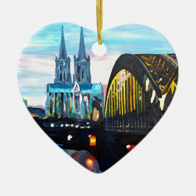 Köln-Kathedrale mit Hohenzollernbridge Keramikornament (Vorne)