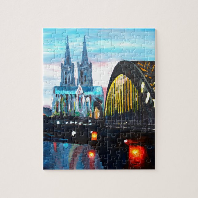 Köln-Kathedrale mit Hohenzollernbridge Puzzle (Vertikal)