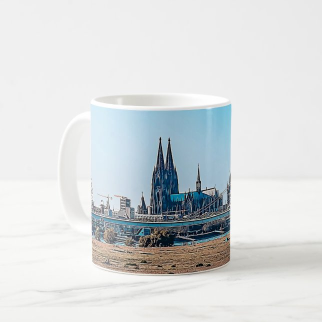 Köln Panorama mit Kölner Dom Tasse Kaffeetasse (Vorderseite Links)