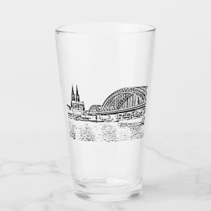 Köln Panorama mit Kölner Dom Trinkglas Glas