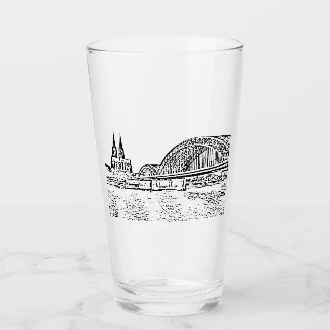 Köln Panorama mit Kölner Dom Trinkglas Glas (Vorderseite)
