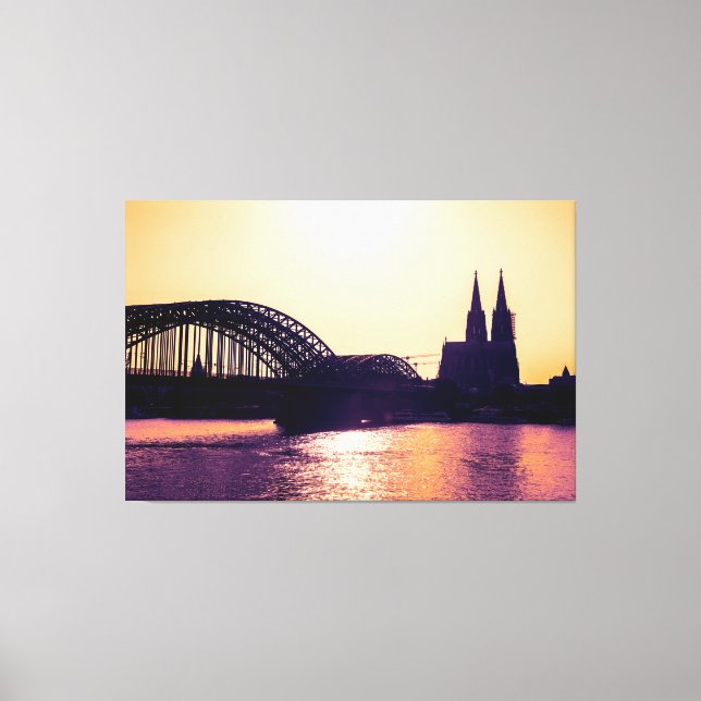 Köln Panorama Sunset mit Kölner Dom Leinwanddruck (Vorderseite)