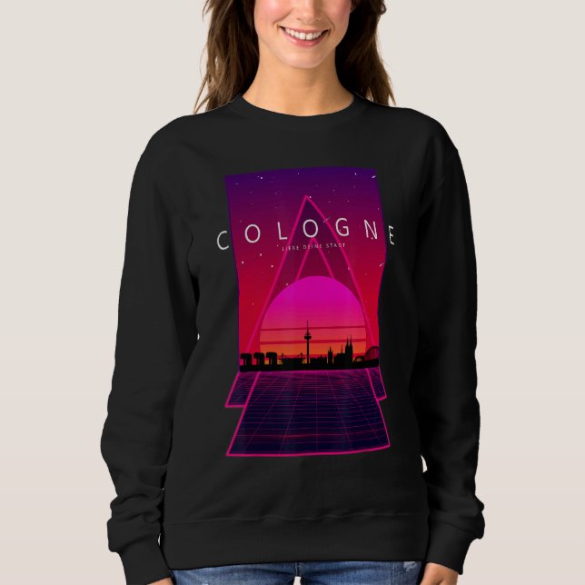 Köln Skyline 80er 90s Vaporwave Ästhetisches Retro Sweatshirt (Vorderseite)