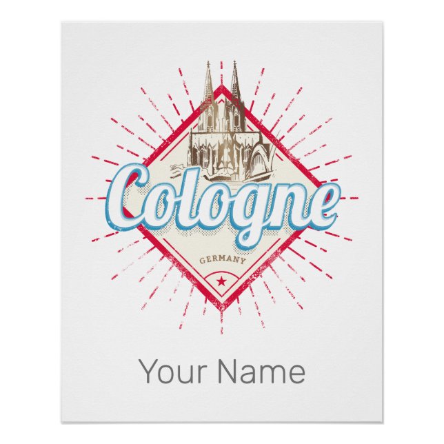 Köln Stadt Deutschland Retro Kathedrale Vintag Poster (Vorderseite)