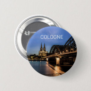 Köln Stadtbild Deutschland Dom Night Souvenir Button