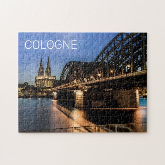Köln Stadtbild Deutschland Dom Night Souvenir Puzzle (Horizontal)