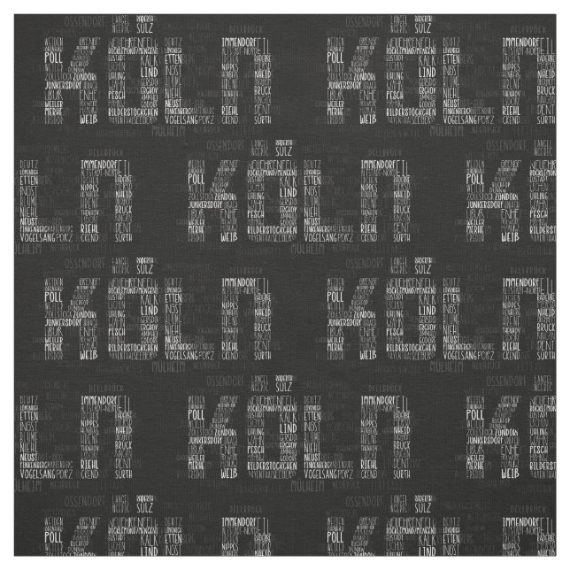 Köln Word Art, Stadtteile Köln Stoff (Muster)