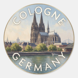 Kölner Deutschland Dom Rhein Szene Runder Aufkleber