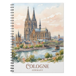Kölner Deutschland Kathedrale Aquarell Stadt Skyli Notizblock