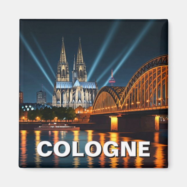 Kölner Dom Deutschland Night Travel Magnet (Vorne)