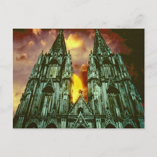 Kölner Dom mit Sonne Postkarte (Vorderseite)
