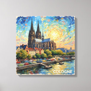 Kölner Dom Ufer Glow Leinwand Kunst