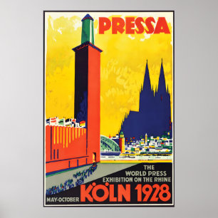 Kölner Weltausstellung der Presse 1928 Vintage Pla Poster