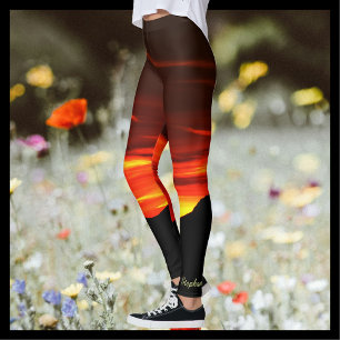 Kolob Sunset, roter Goldname auf Ankle Leggings