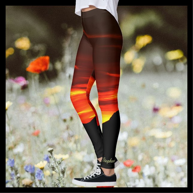 Kolob Sunset, roter Goldname auf Ankle Leggings (Von Creator hochgeladen)