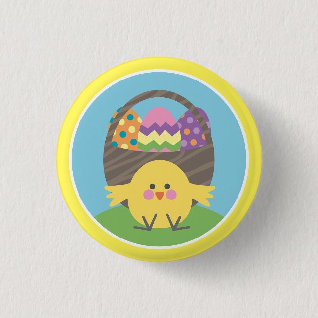 Koloful Chick and Ostereier Ostereier Party Button (Vorderseite)