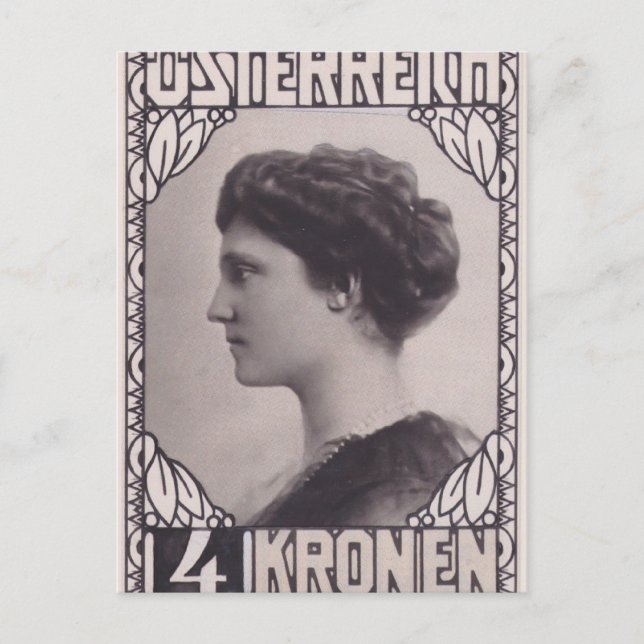 Koloman Moser - Briefmarke Design Empress Zita Postkarte (Vorderseite)
