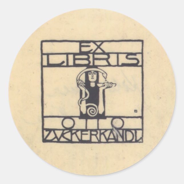 Koloman Moser- Exlibris für Otto Zuckerkandl Runder Aufkleber (Vorderseite)