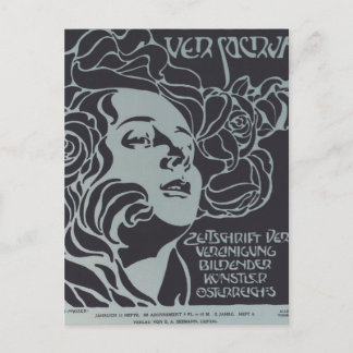 Koloman Moser-Girl's Head. Deckungsdesign Ver Sacr Postkarte