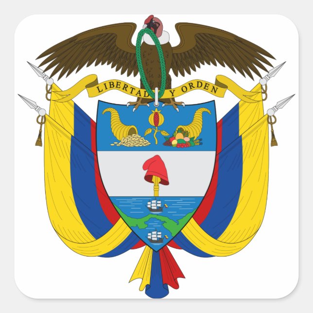 Kolombieemblem Quadratischer Aufkleber (Vorderseite)