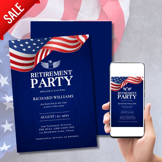 KOLONEL-RTIREMENT Silberadler-Flügel Militär Einladung (Von Creator hochgeladen)