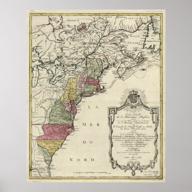 Kolonial America Map von Matthaus Lotter (1776) Poster (Vorne)