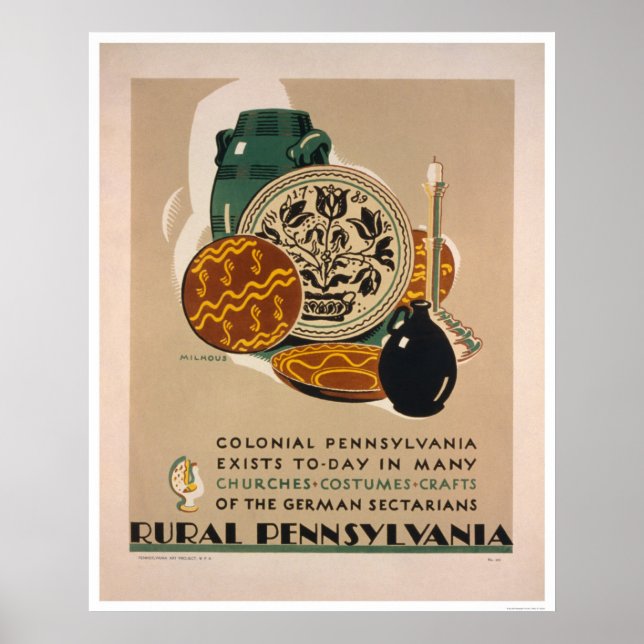 Kolonial Pennsylvania 1940 WPA Poster (Vorne)