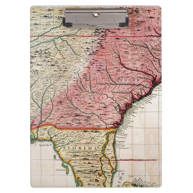 KOLONIALamerika-KARTE, 1733 Klemmbrett (Vorderseite)