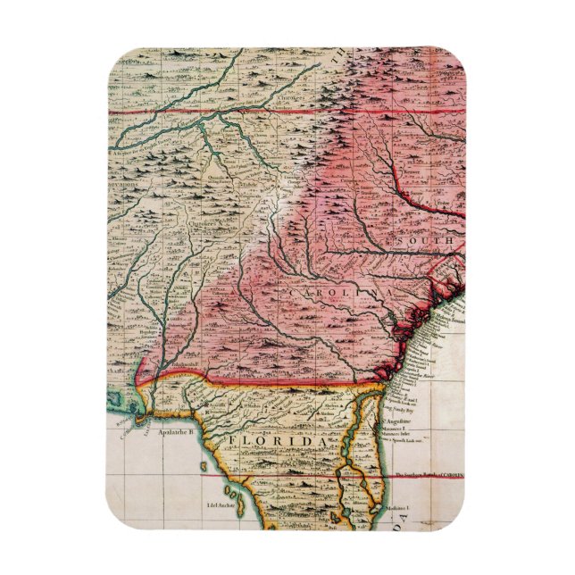 KOLONIALAMERIKA-KARTE, 1733 MAGNET (Vertikal)