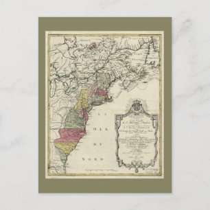 Kolonialamerika-Karte von Matthaus Lotter (1776) Postkarte