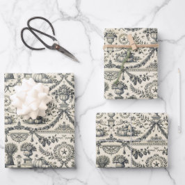 Koloniale Blaue Ernte-Toile Geschenkpapier Set