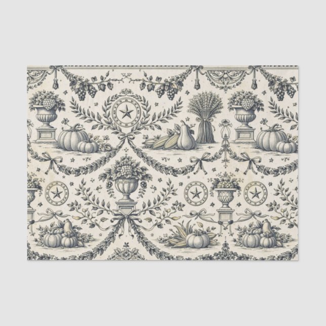 Koloniale Blaue Ernte-Toile Seidenpapier (Vorderseite)