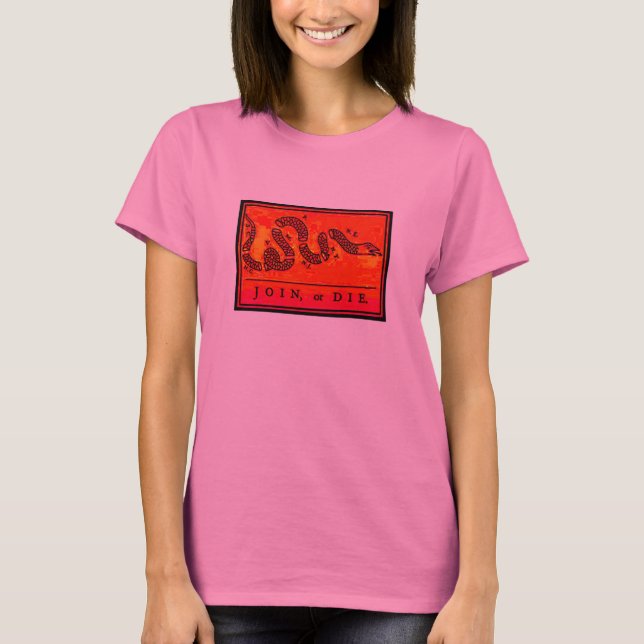 Koloniale Flagge - Beitritt oder Die T-Shirt (Vorderseite)