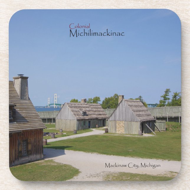 Kolonialer Michilimackinac-Untersetzer Getränkeuntersetzer (Vorderseite)