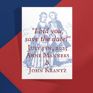 Koloniales amerikanisches Paar Rettete-the-Date Postkarte