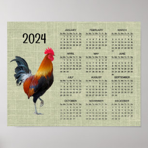 Kolorful Strutting Rooster 2024 Calendar Poster