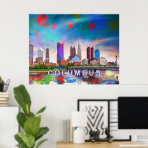 Kolorierte Kolumbus Ohio Skyline Abstrakte Kunst