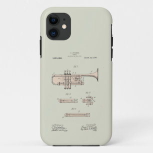 Kolorierte Vintage-Trompeten-Patentillustration Case-Mate iPhone Hülle