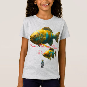 Kolossaler Felsfisch und winzige Taucher – Detaill T-Shirt
