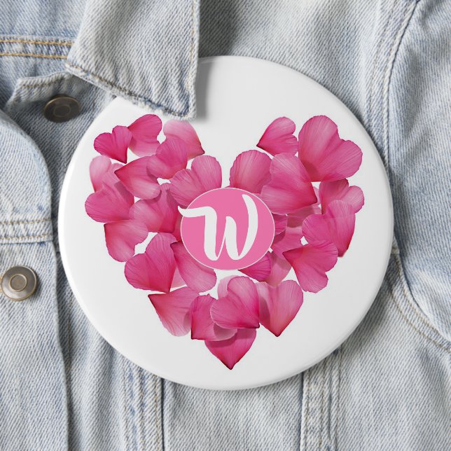 Kolossales Abzeichen mit Rose-Blütenblättern in Mo Button (Beispiel)