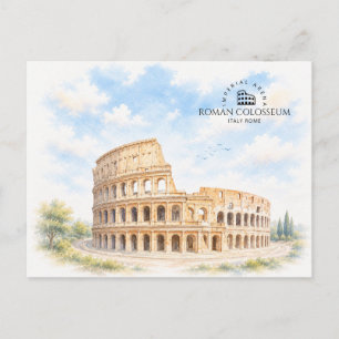 Kolosseum Rom Italien Aquarell-Landschaft Feiertagspostkarte