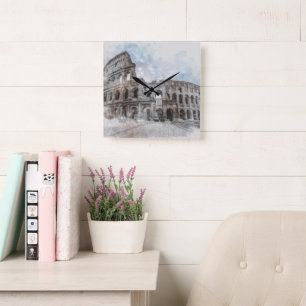 Kolosseum Rom Italien Quadratische Wanduhr