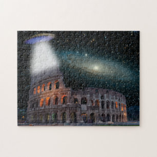 Kolosseum Rom Italien trifft Raum und UFO Puzzle