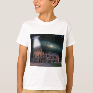 Kolosseum Rom Italien trifft Raum und UFO T-Shirt