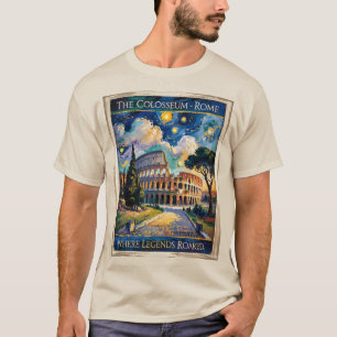 Kolosseum Rom Italien Wahrzeichen Retro Van Gogh K T-Shirt