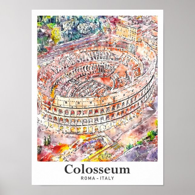Kolosseum Rom Italien Wasserfarben Sketch Hand zei Poster (Vorne)