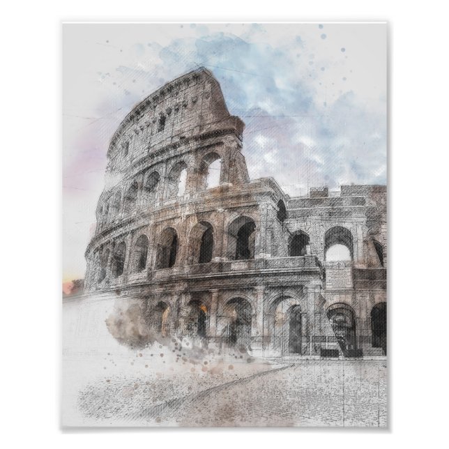 Kolosseum Watercolor Rom Italien Fotodruck (Vorne)